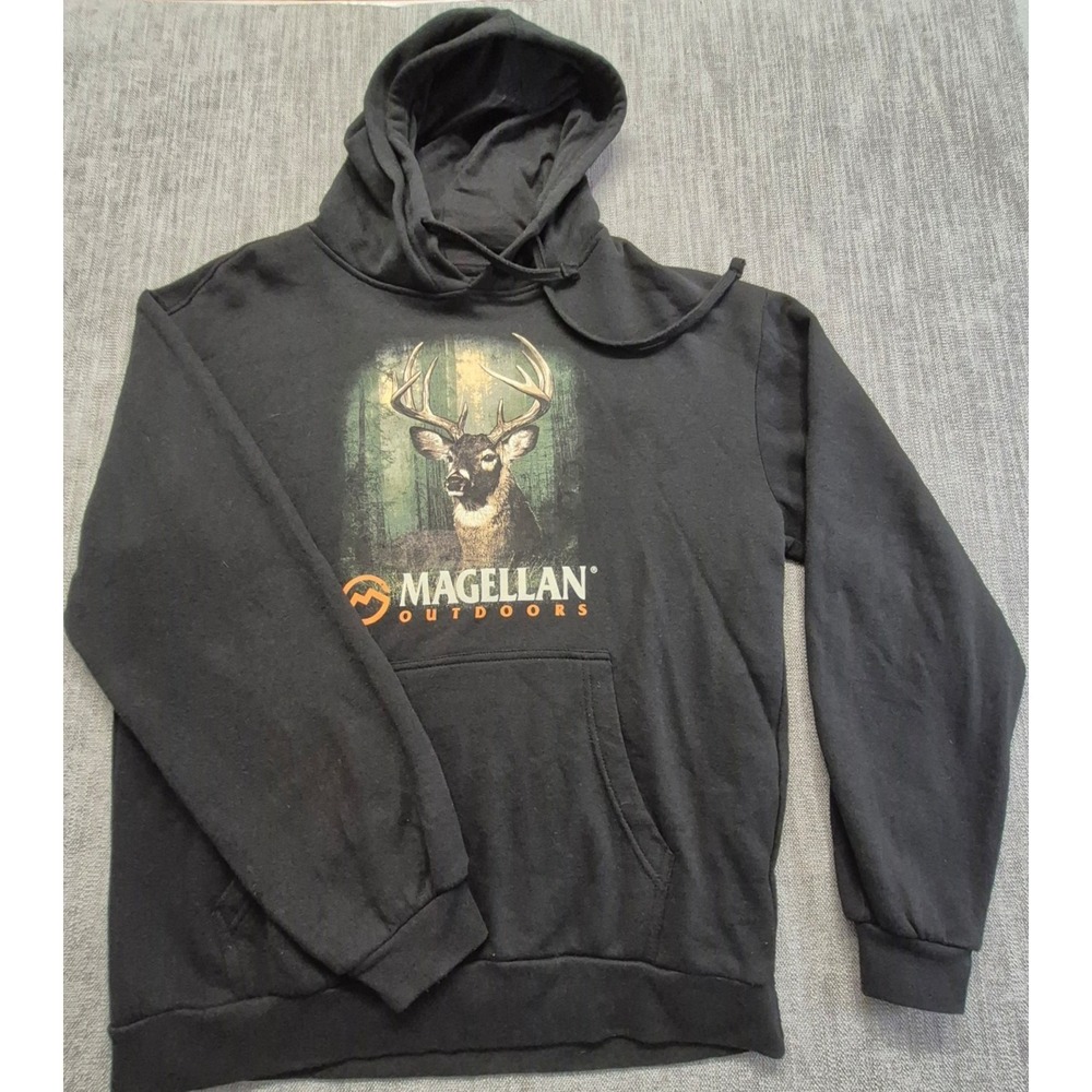 Magellan Outdoor men's black graphic hoodie sweatshirt LG Deer Hunting